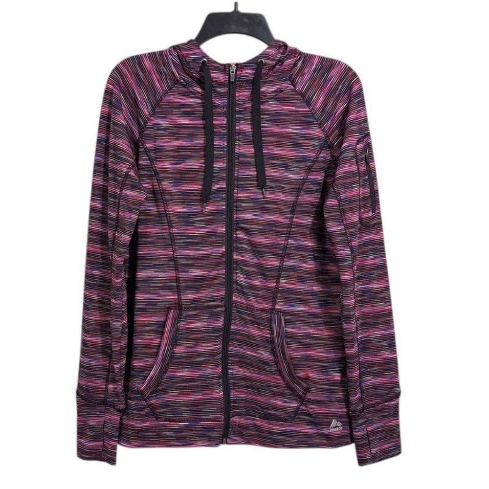 RBX‎ Hoodie Medium Pink Purple Space Dye Full Zip Thumbholes Hood Activewear